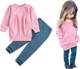 Toddler Baby Girls Clothes Fall Winter Warm Long Sleeve Tops Long Pants Suit Kids Soft Cotton Outfits 2Pcs Set